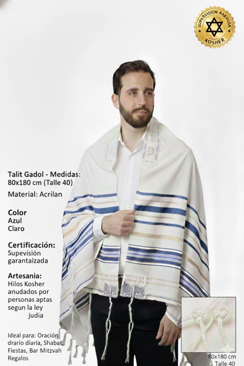 Talit Acrilan 80x180 Cm (Talle 40) Azul Claro - comprar online