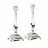 PAR DE CANDELABROS de niquel base cuadrada de 36 cm altura - comprar online