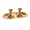 PAR DE CANDELABROS de niquel dorado con bandejita oval 6,5 cm alto - comprar online