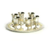 Bandeja con 6 copitas plateado con doradas de niquel decorado rombos - comprar online