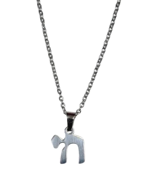 Dije de jai (vida) DE ACERO plateado con cadena DE 40 CM - comprar online