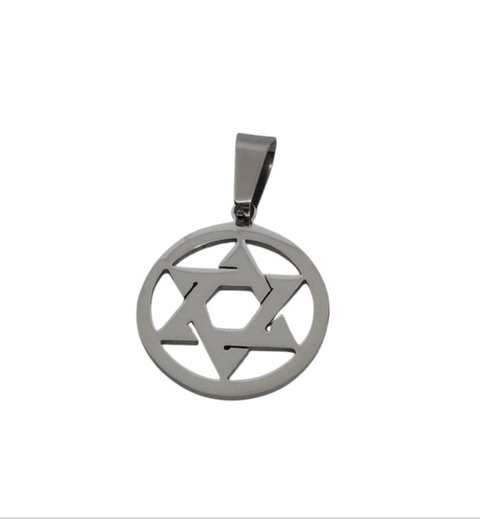 Dije de acero quirurgico Maguen David con circulo 2 cm - comprar online