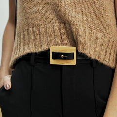 Cinto Negro hebilla rectángulo