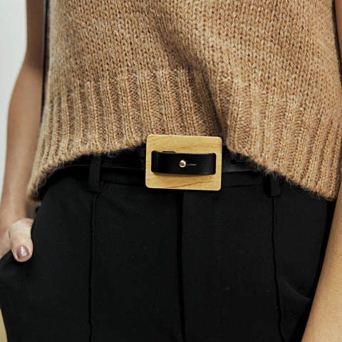 Cinto Negro hebilla rectángulo