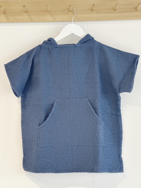 Happy Poncho de Toalla Azul Marino, talle 4 a 6 años