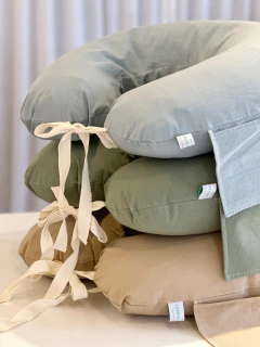 Almohadón de Lactancia y Postural Tusor Verde Seco - tienda online