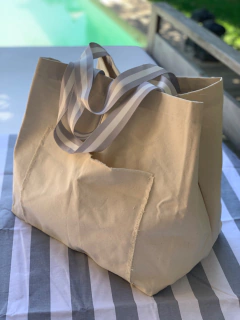 Bolso Hampton Correas Gris y Blanco - Lorenza Básicos 