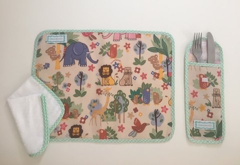 Conjunto para el jardín de Mantelito + Servilleta + Estuche - Varios colores