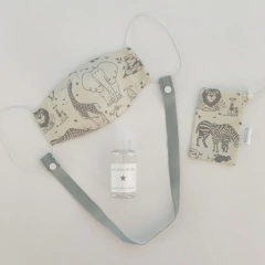 Conjunto Barbijo, Porta Barbijo y Porta Alcohol en Gel Bosque Gris - comprar online