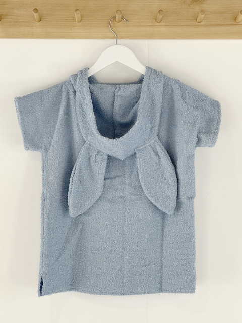 Happy Poncho de Toalla Celeste, talle 2 a 4 años