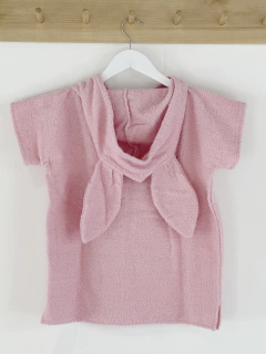 Happy Poncho de Toalla Rosa, talle 2 a 4 años