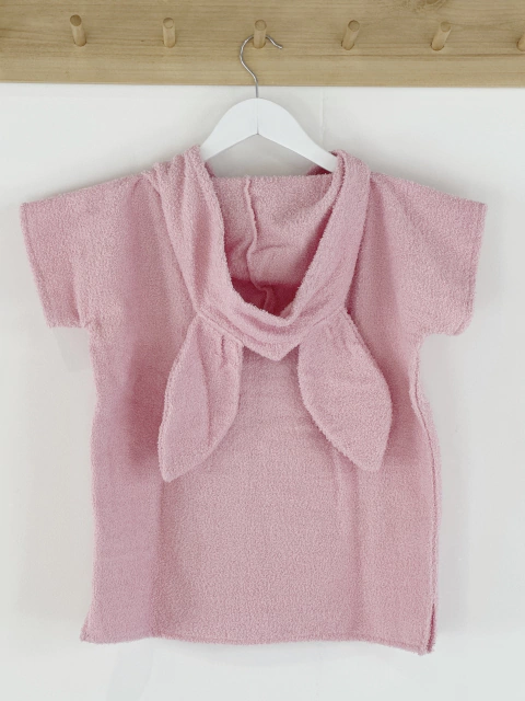Happy Poncho de Toalla Rosa, talle 2 a 4 años