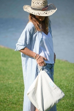 Maxi Bolso Tusor Azul - Lorenza Basicos