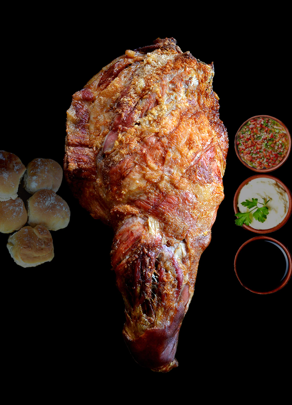 PERNIL CHICO DE CERDO + SALSAS & PANES | COMEN 15 | PICAN 25