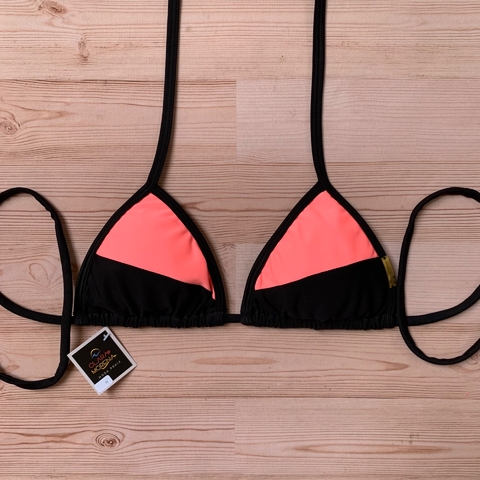 Busto Cortininha Dual Preto-Salmão