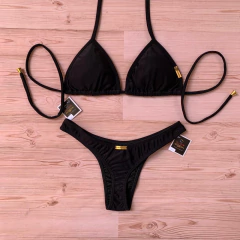Biquíni Cortininha ADF Preto - Clara e Morena Moda Praia
