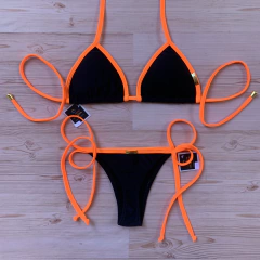 Biquíni Vibe CF Preto-Laranja Neon - Clara e Morena Moda Praia