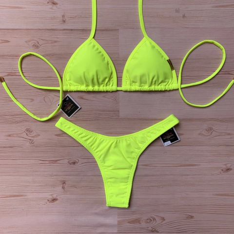 Biquíni Cortininha ADF Amarelo Neon - Clara e Morena Moda Praia