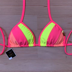 Busto Cortininha Tricolor Rosa Neon - comprar online