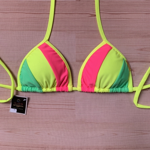 Busto Cortininha Tricolor Amarelo Neon - comprar online