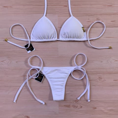 Biquíni Cortininha Calcinha Fio Dental CF Branco - comprar online