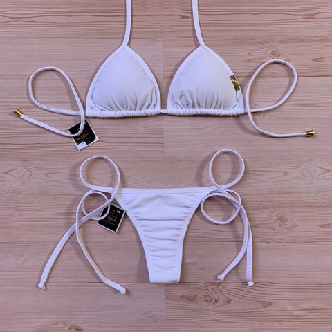 Biquíni Cortininha Calcinha Fio Dental CF Branco - comprar online