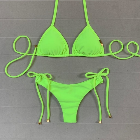 Biquíni Cortininha Calcinha FID Amarelo Neon