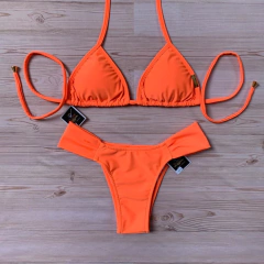 Biquíni Cortininha Calcinha BOT Laranja Neon