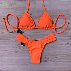 Biquíni Cortininha Calcinha BOT Laranja Neon - comprar online