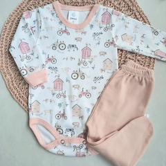 Body granja rosa - Carcajada Ropa de Chicos