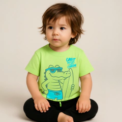 Remera COCO SURFERO verde - Carcajada Ropa de Chicos