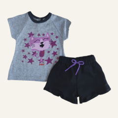 Conjunto gatita gris