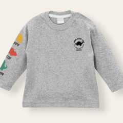 Remera MANGA DINOS gris melange