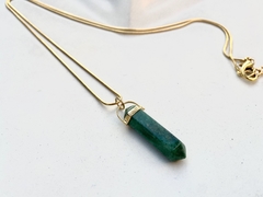 colar Fine de quartzo-verde no banho de ouro