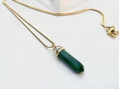 colar Fine de quartzo-verde no banho de ouro