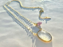 Colar Clarity cristal e ametista ouro