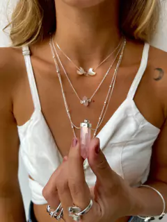 colar Nalu de quartzo-rosa de prata 925 4