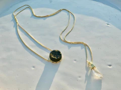 Escapulário Cosmic Cristal e Turmalina Negra Ouro