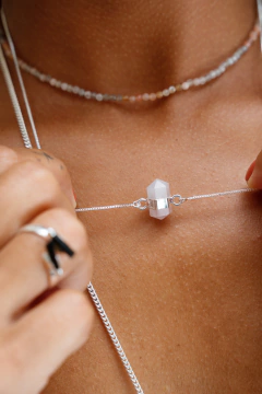 chocker Caraíva de pedra da lua em prata 3