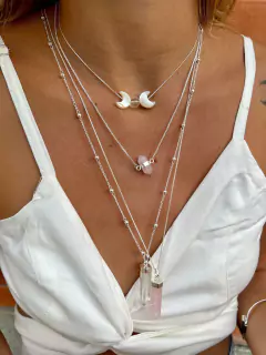 colar Nalu de quartzo-rosa de prata 925 6