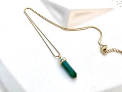 colar Fine de quartzo-verde no banho de ouro 2