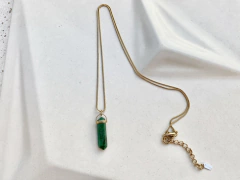 colar Fine de quartzo-verde no banho de ouro 3