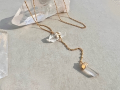 colar Ayla cristal no banho de ouro
