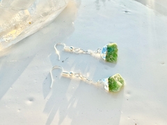 brinco Joy de quartzo-verde no banho de prata