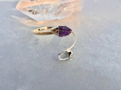 bracelete Zee de ametista e cristal no banho de ouro 