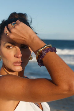Pulseira Creta quartzo rosa ouro - loja online