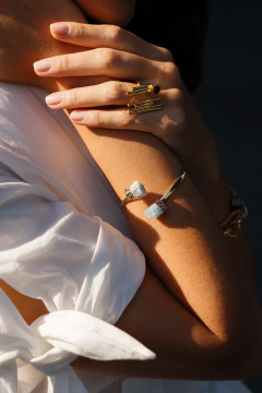 bracelete Zee de água-marinha no banho de ouro 2