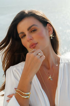 Brinco Atalaia água-marinha ouro - MIMPPY - Jóias em Prata e Semijóias | Acessórios Femininos com Cristal e Pedras Naturais