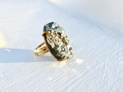 Anel Ginza Pirita Ouro - MIMPPY - Jóias em Prata e Semijóias | Acessórios Femininos com Cristal e Pedras Naturais