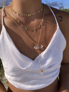 colar Ayla cristal no banho de ouro 3